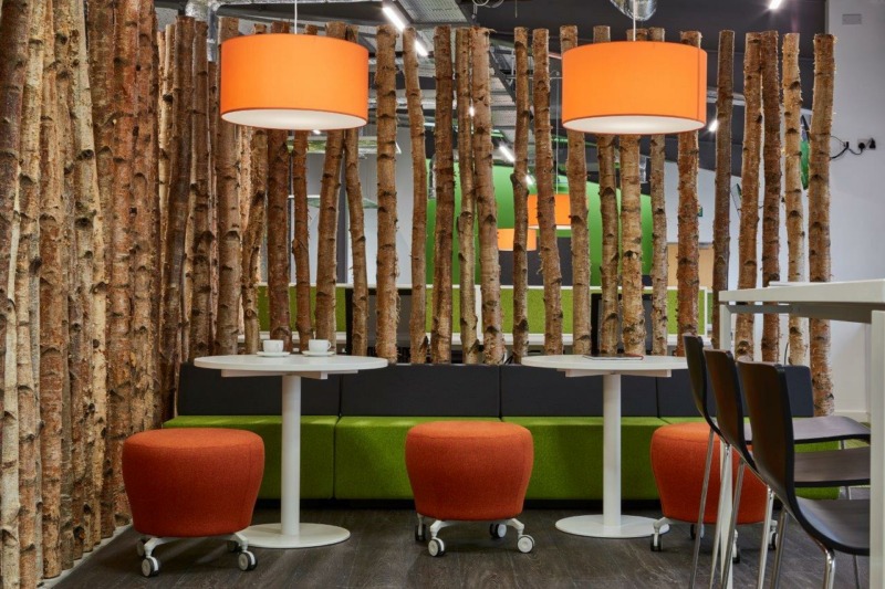 Chairs in the dining and staff area at Springfield Papers offices.