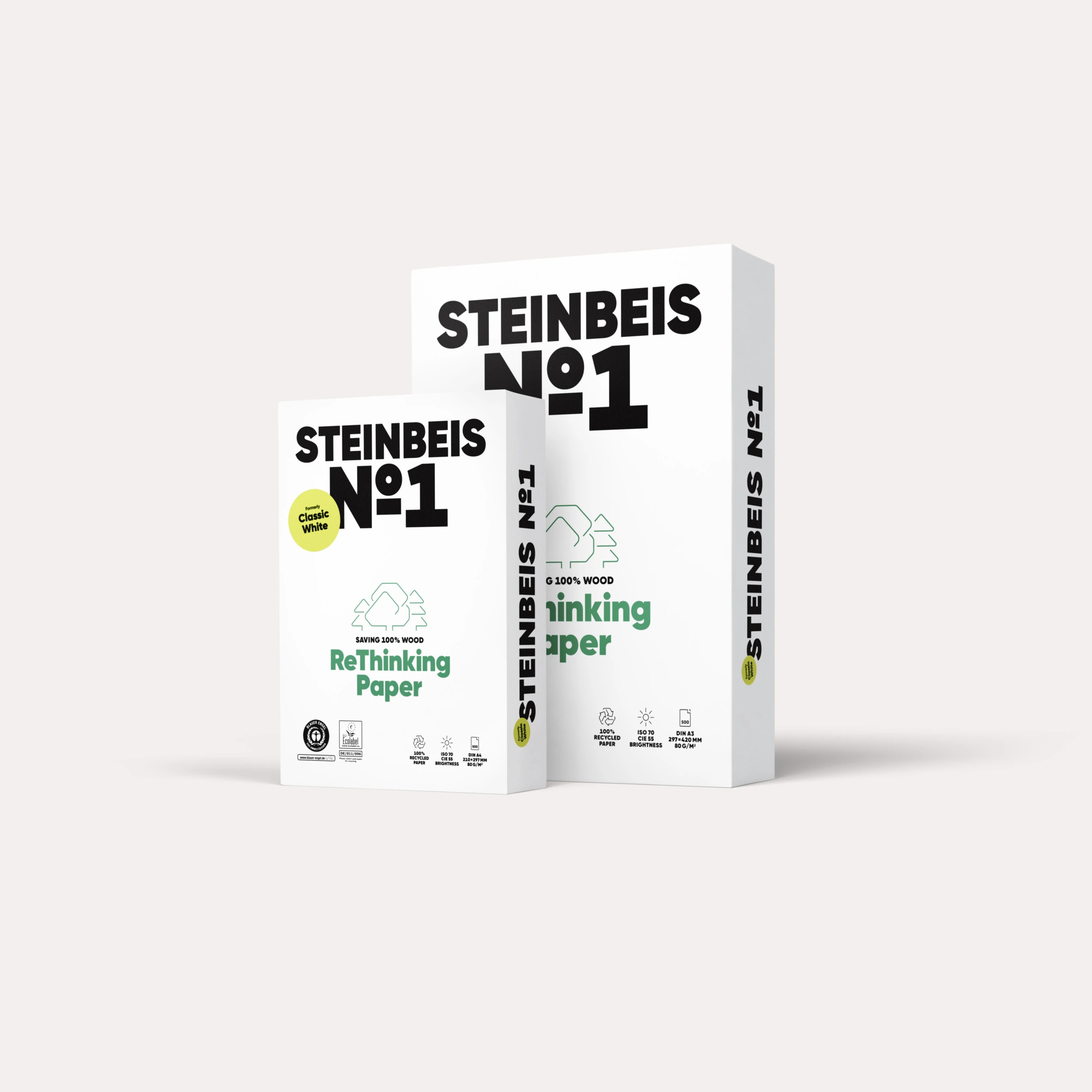 Feuille A3 Blanche Papier Recyclé Steinbeis Classic Blanc A3 - 500 Feuilles - 80 G/m² - 100% Recyclé - Pour Impression Papier Bureau Steinbeis